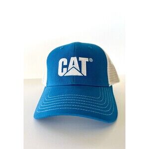 Caterpillar CAT Blue & White Sandwich Visor Trucker Hat Cap